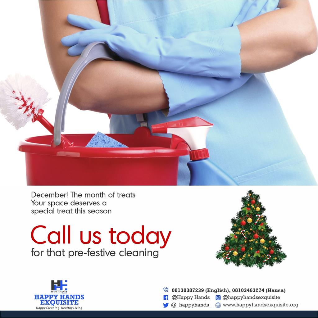 December, a month of treats. Your space deserves a special treat this season.
CALL US TODAY for that pre and post festive cleaning. DM US @happyhandsexquisite

#happyhandsExquisite #happyhands #happy #laundryservices #kanolaundry #cleaningservice #happy #christmas #best #wishes