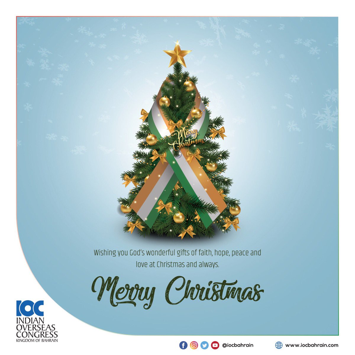IOCBahrain's tweet photo. Wishing everyone a #happy #healthy #merrychristmas with loads of #love #instapic #pictureoftheday #incindia #iocmiddleeast #iocoverseas #iocbahrain @khk.heroes @tourismbh #god #blessed #bless #bahrain @IOCBahrain @mansoorpalloor @sampitroda @MansoorHejmadi https://t.co/GpJDKjHutt