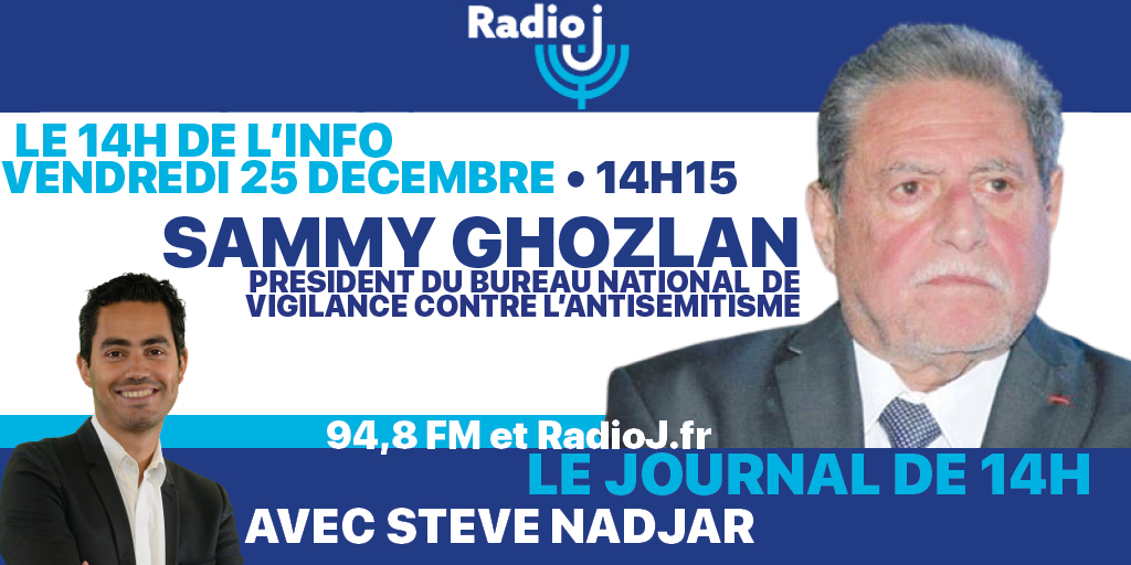 RadioJFrance's tweet photo. 📰 RDV à 14h15 pour #Le14hDeLinfo, au micro de @Steve Nadjar avec 🎙️ @SammyGhozlan, président du @bnvca au sujet des affiches antisionistes à #Toulouse
📜En deuxième partie, la chronique #Limoud sur le jeûne du 10 Teveth avec le #rabbin Raphaël Sadin
#antisemitisme #10Teveth https://t.co/UF7qWqnfAv
