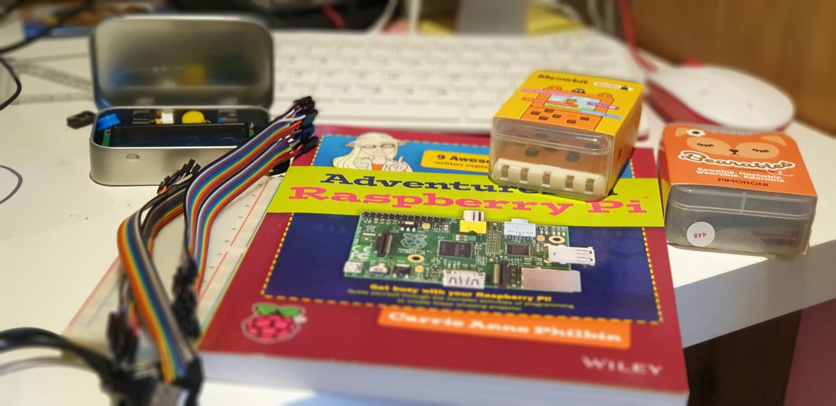pete_codes's tweet photo. Nice haul of #STEM stuff from Santa for Miss 8yo! Some @Raspberry_Pi @MissPhilbin goodness... A #Meowbit from @KittenBot1 and a #Bearables kit from @pimoroni! One chuffed little girl! https://t.co/DQc6E7rYc4