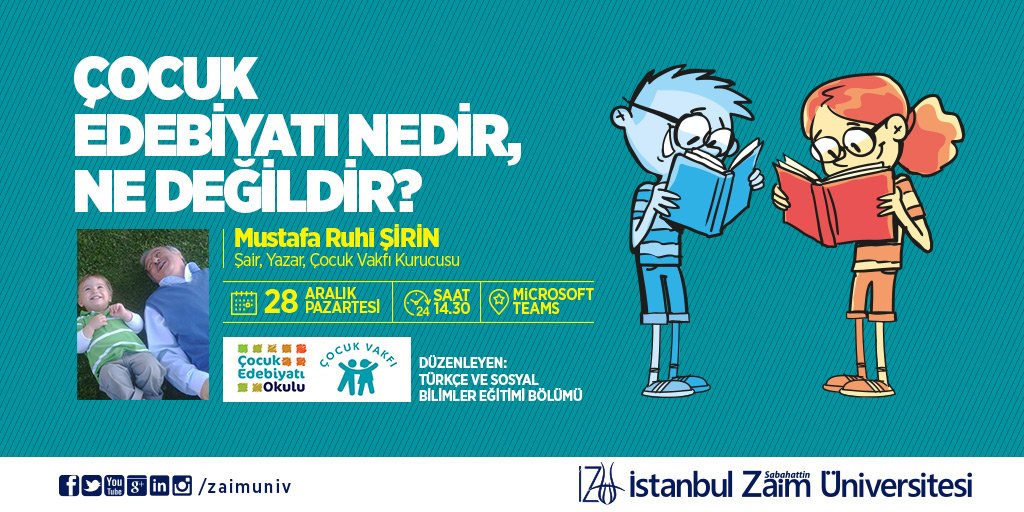 cocukvakfi's tweet photo. Mustafa Ruhi Şirin'in Çocuk Edebiyatı Nedir, Ne Değildir? Söyleşisinde 28 Aralık, 14.30'da Buluşmak Dileğiyle... https://t.co/SYB6cqqJPs