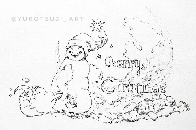 こちらは線画です?
ラフな感じでロゴを描いたのですが、それにしたって「st」の暴れっぷりが…(ºº )
もっと頑張りたい作品ですが、
ペンギンのひょうきんな表情とモフモフ具合は気に入っています? 