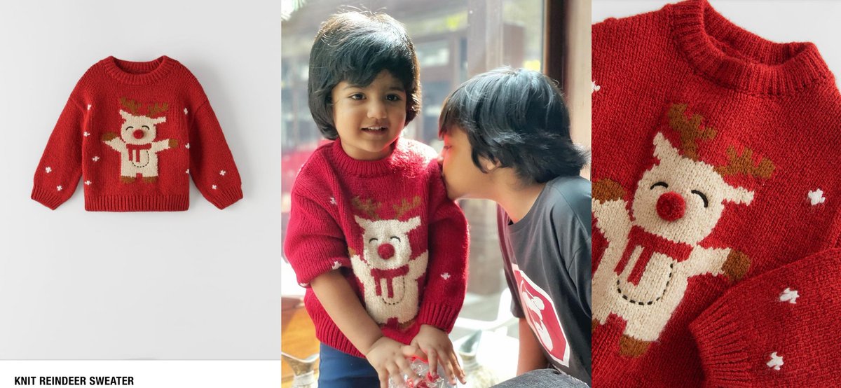 The Cutest Decode of D Day⛄❄️

The Little One From The Brat Pack In 'Knit Reindeer Sweater' From Zara...

Cutest thing on internet today right❤️

#BhargavaRam 
#LittleTigers