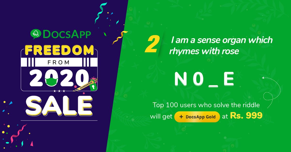 DocsApp_in's tweet image. #ContestAlert
Don’t worry it's not over yet. Santa is here with the Second Riddle of the day!
Unlock your special discount on DocsApp Gold by guessing the coupon code below.
#MediBuddy #AapkaHealthBuddy #ChristmasGiveaway #ContestAlertIndia