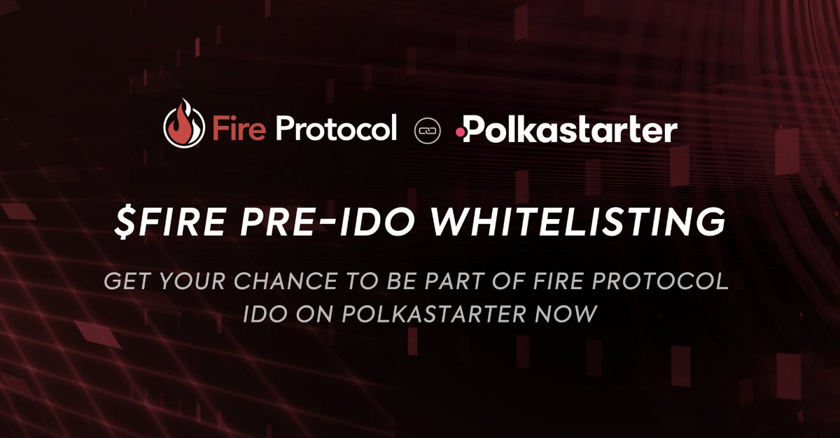 🔥#FireProtocol will hold $FIRE IDO on <a href="/polkastarter/">Polkastarter</a> at 21:00 PM, Dec 28th (SGT)🍻

❗️❗ONLY 200 Whitelisted Winners can participate to earn the chance to buy $250 worth of $FIRE tokens each😎

Enter here NOW (⏰Countdown: ends in 48 hours)👇
bit.ly/37NcHIO 

Good luck❤