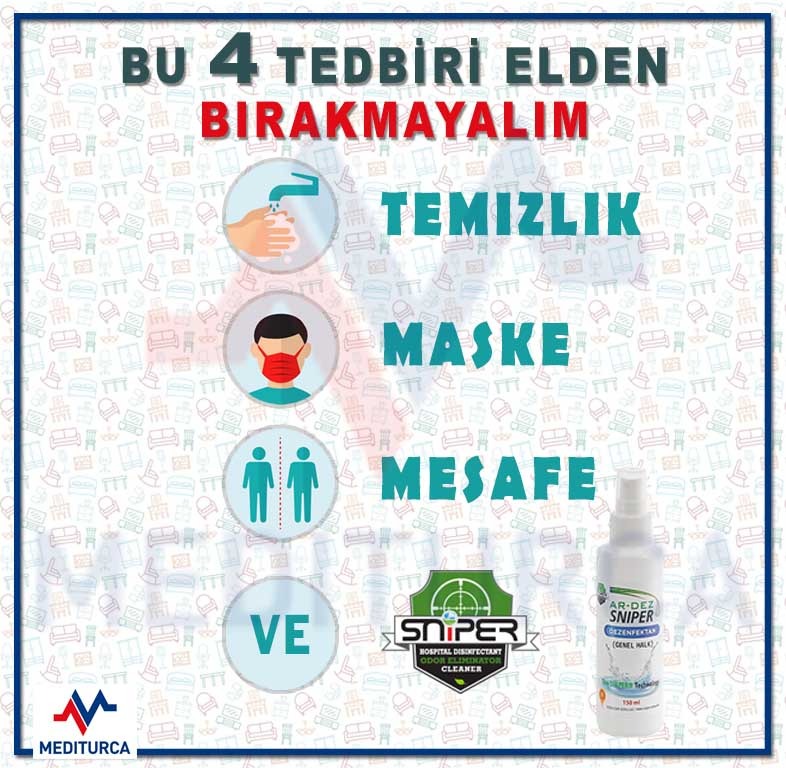 Tedbir önemli. Zehirsiz ve antialerjik olan Sniper dezenfektan sizin ve ailenizin en iyi koruyucusudur.
#sağlıklıyaşıyoruz #Sniper #Alkolsuz
#Dezenfektan #Antialerjik #sağlıklı
#TamHijyenik #TümYaşamAlanlarında
#Güvenli #YüksekKoruma
#Yeninesil #Biyosidal
#Dezenfeksiyon