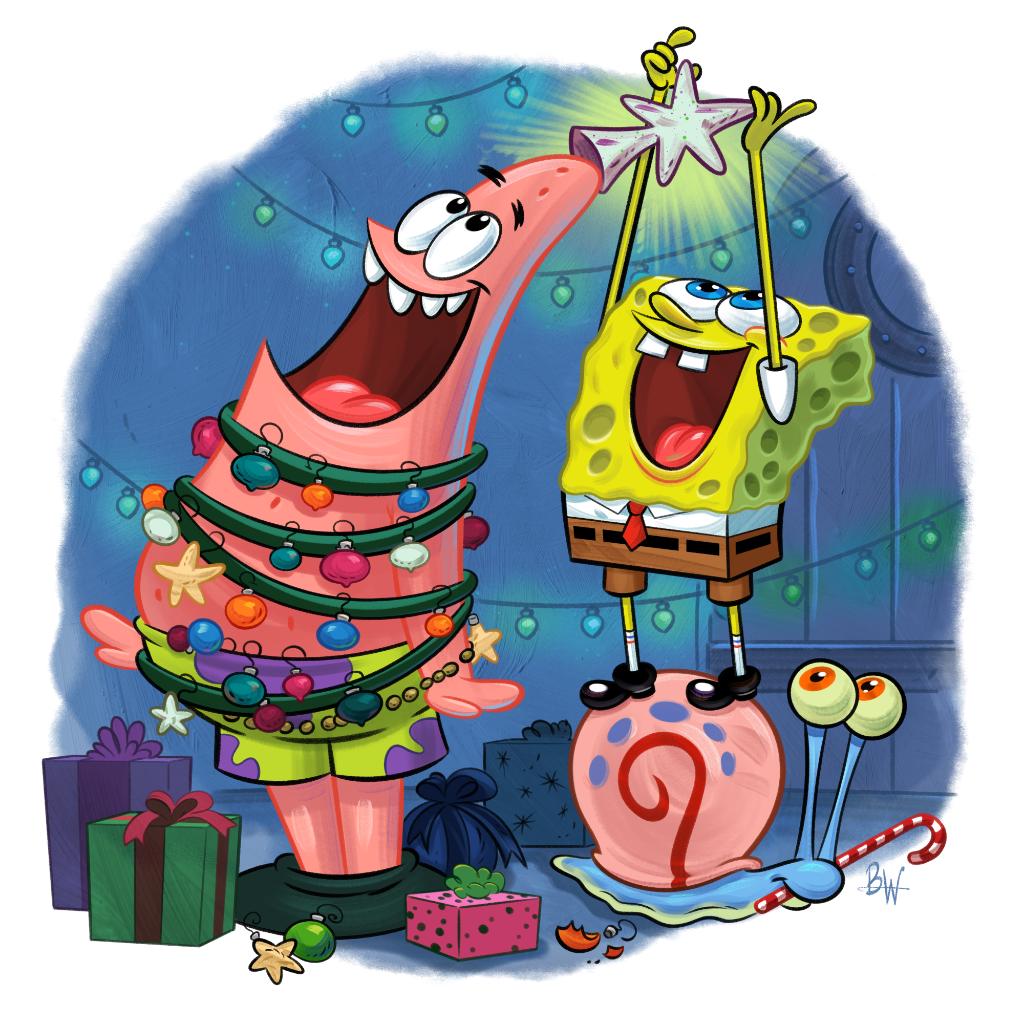 spongebob and patrick christmas wallpaper