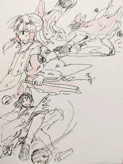 かっこいい霊夢さんが描きたかった落書き。 
