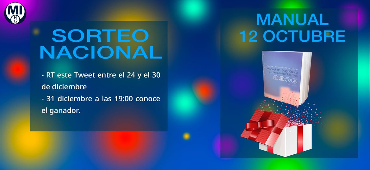 🎄🎄¡Feliz Navidad a todos! 🎄🎄
Queremos agradeceros la buena acogida que ha tenido la cuenta, y vamos a sortear un Manual de Diagnóstico y Tratamiento del H.12 de Octubre en colaboración con MSD. 
¿Cómo participar? RT este tweet! El 31 de diciembre anunciaremos el ganador! 🎄