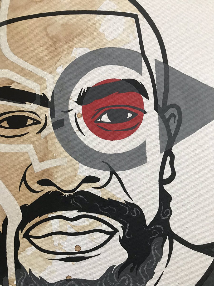 Drawn2Mike's tweet photo. “The Black AMPER” 24”x30” Mixed Media on Canvas. #nathanfromcincy #drawn2mike #urbanart #pendletonartcentercincinnati #studio509b https://t.co/fezOi7nxg5