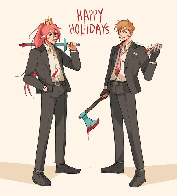 tw // blood 

happy holidays everyone! 

techno and dream in suits for rivalstwt

@Technothepig @Dream__Fanart 
#rivalstwt #technofanart #DreamFanart 