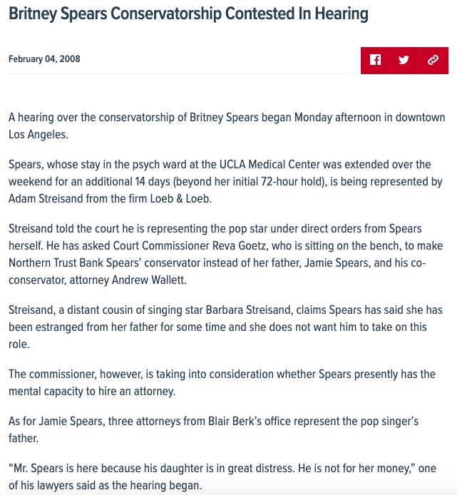 Blair Berk was also there on February 4th, 2008 when the judge ejected an attorney of Britney's choice out of the courtroom claiming she didn't have the ability to hire him. She was given a court-appointed one instead who did basically nothing for a decade.  #FreeBritney