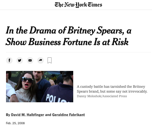 Still in February, the New York Times puts out an article claiming Blair Berk was "overseeing this Humpty Dumpty-like effort" to take over Britney's fortune.  #FreeBritney
