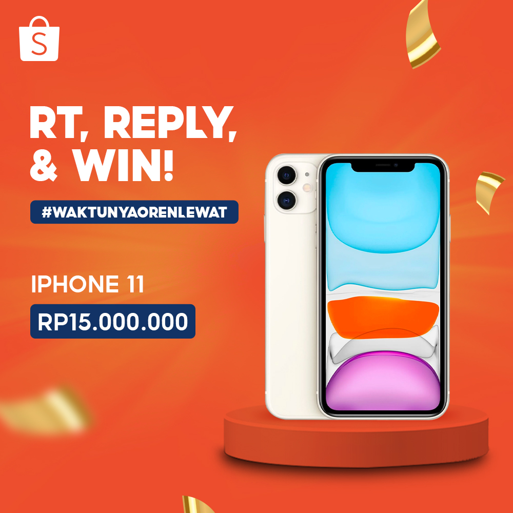 🚨 IPHONE GIVEAWAY ALERT 🚨

Mimin punya IPHONE 11 senilai 15JT buat kamu~ Mau dong memulai tahun 2021 dengan smartphone baru? Cara ikutannya:

1. FOLLOW <a href="/ShopeeID/">Shopee Indonesia</a> 
2. RT dan LIKE tweet ini
3. REPLY "PILIH AKU #WaktunyaOrenLewat" SEBANYAK-BANYAKNYA 

SEMANGAT &amp; GOOD LUCK ✨