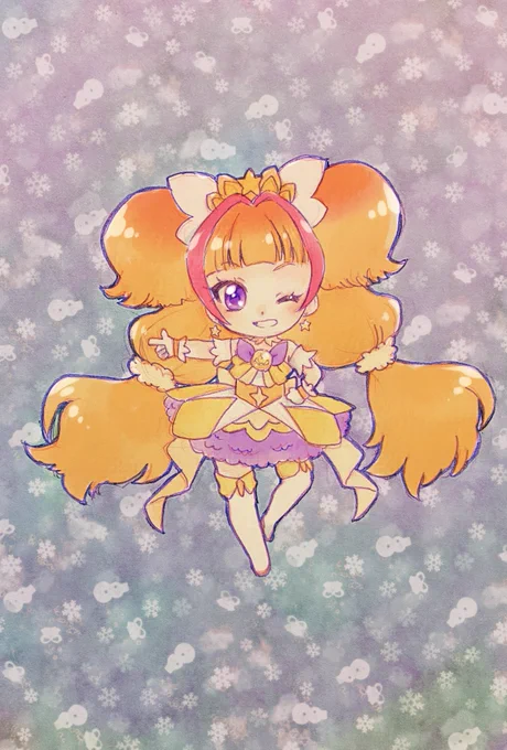 昨日のお題でキュアトゥインクル
 #プリキュア版深夜の真剣お絵描き60分一本勝負
背景にクリスマス要素を申し訳程度に入れました 