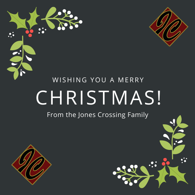 JonesCrossing's tweet photo. Merry Christmas from all of us at Jones Crossing!  

We wish you a Merry Christmas!  We wish you a Merry Christmas and happy New Year! https://t.co/bmt5uDA3KK