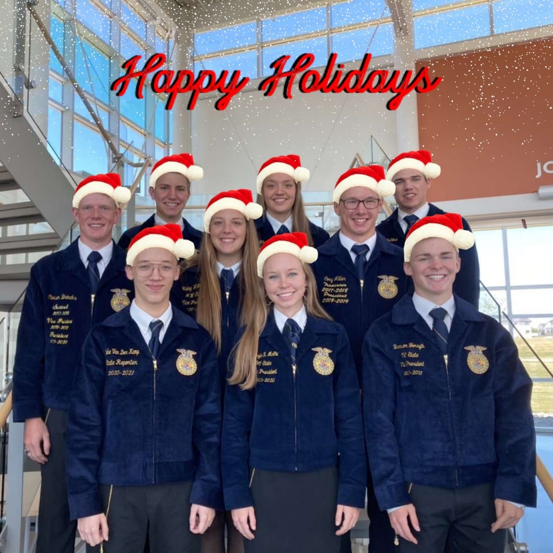 Happy Holidays from the Iowa FFA Officer Team!

No matter when you celebrate the holidays this season, we encourage you to do it safely this year. 

#happyholidays #iaffa20