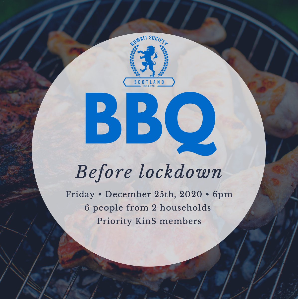 KuwaitScotland's tweet photo. شواء ماقبل الحجر 🤍💙
Since its the last day before we go into a tier 4 lockdown, we’re doing a small barbecue with a maximum of six people from 2 households.
Please follow the Scottish guidelines found in
https://t.co/LOaYpiDK4I
#KinS
#nuks
#KuwaitScotland https://t.co/VDPdmgmZTp