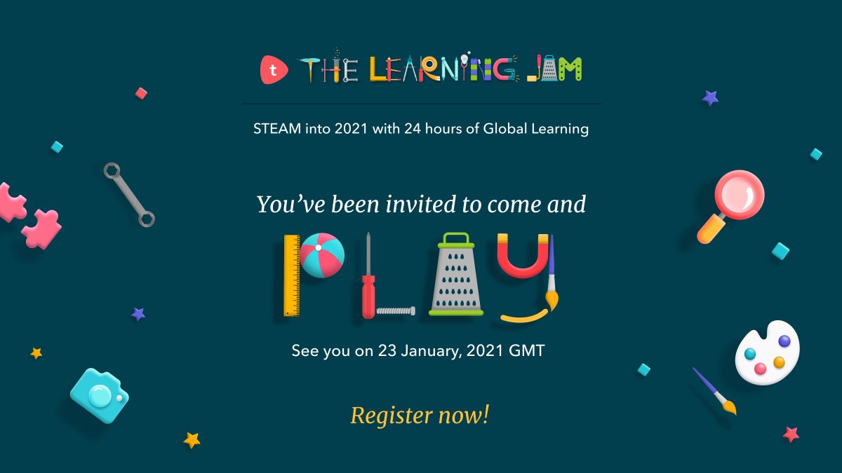 We’re so excited to invite all K-12 teachers aka makers, tinkerers, innovators to The Learning Jam. Immerse in 24 hours of hands-on STEAM learning with experts from around the world, fully free of charge. Register now for free - bit.ly/37Q3v6t #toddlelearningjam #STEAM