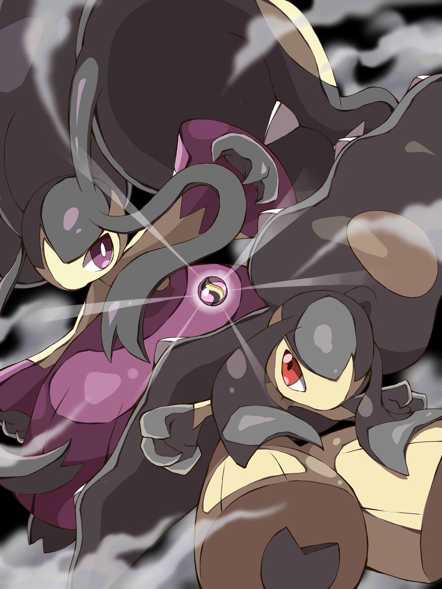 pokemon (creature) mega pokemon red eyes purple eyes smoke no humans evolutionary line  illustration images