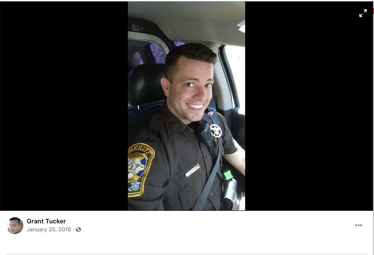 "grant tucker" has a facebook profile, i guess to network with other musicians, but he couldn't help but post a smiling photo of himself in his prince william county sheriff's uniform, with his nametag visible.