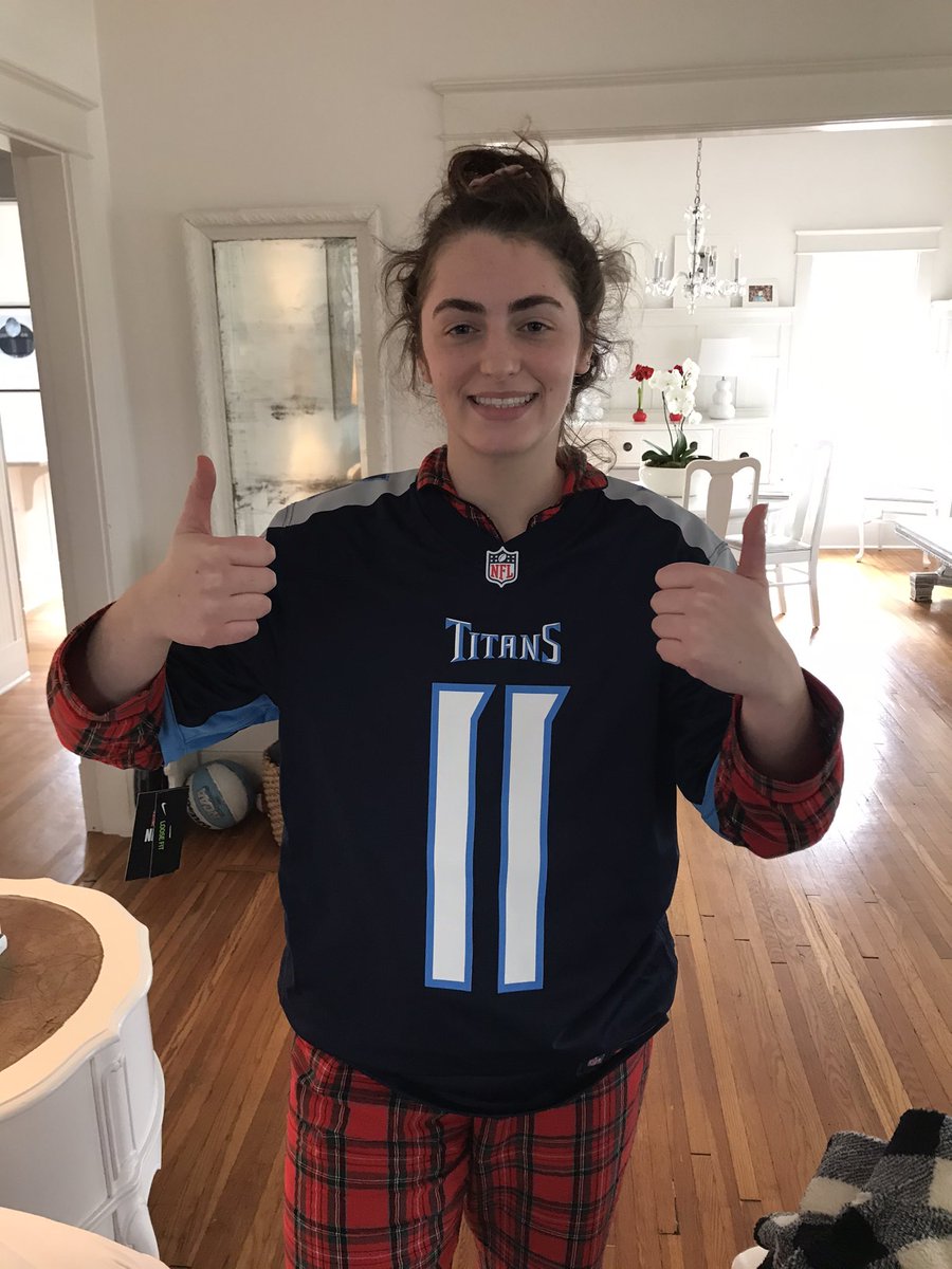 My daughter’s favorite Christmas gift - <a href="/Brown1arthur/">A.J. Brown</a> Titans jersey #11 #TitanUp <a href="/Titans/">Tennessee Titans</a>