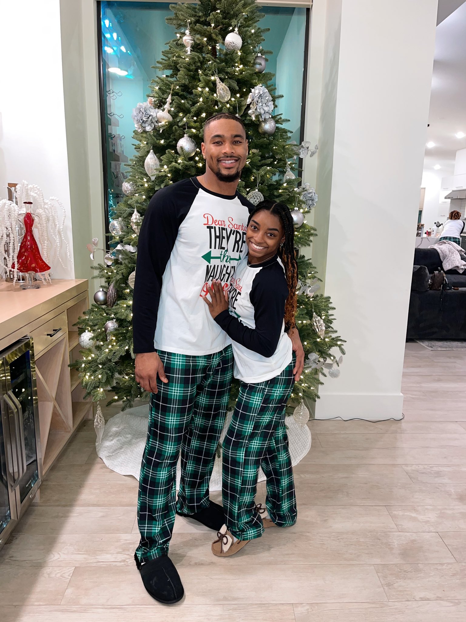 Black couples matching christmas pajamas sale