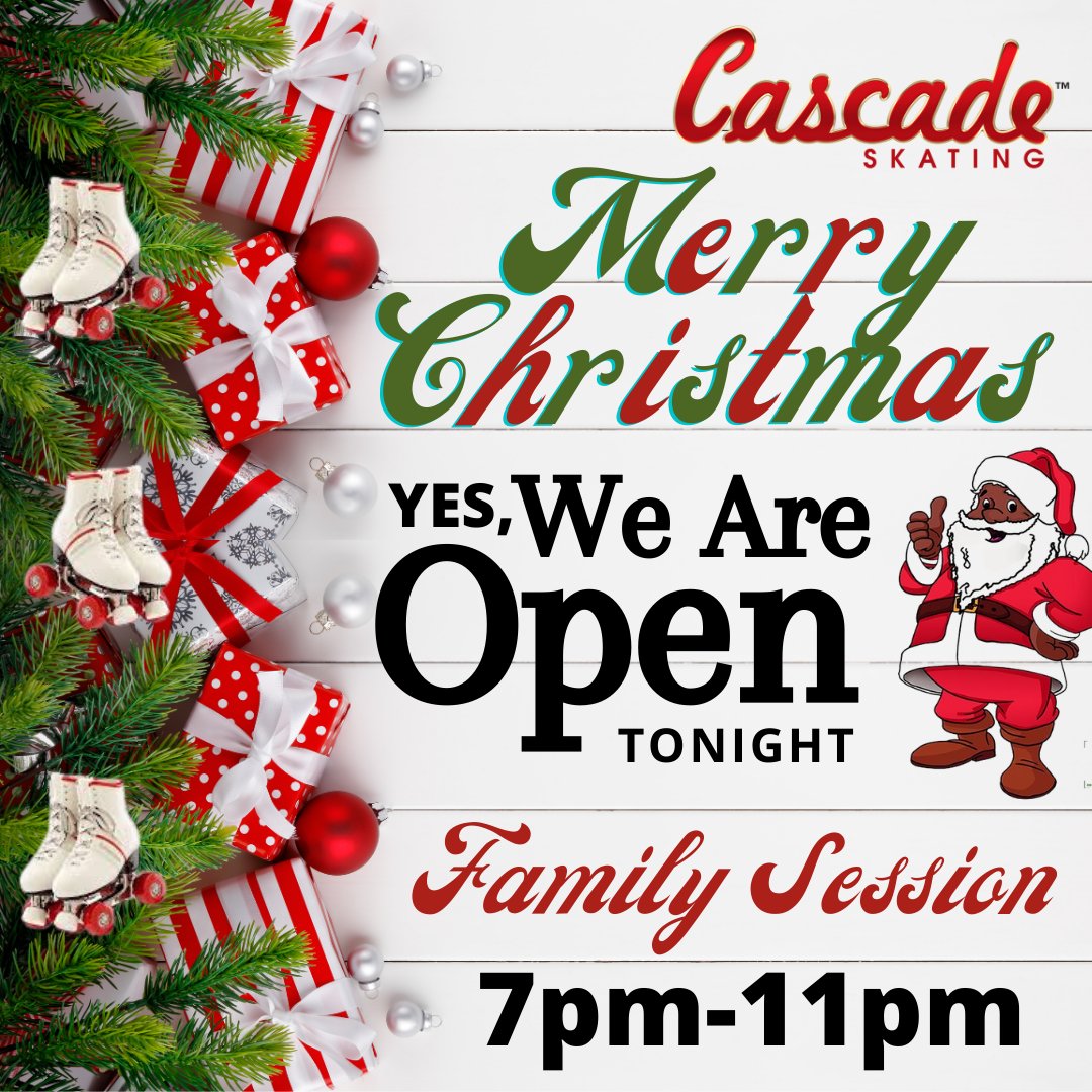 EricBlack41's tweet image. Merry Christmas ****Tonight**** Yes, We're Open 7pm-11pm Family Session @ Cascade Skating Rink - mailchi.mp/df803ff21b5c/4…