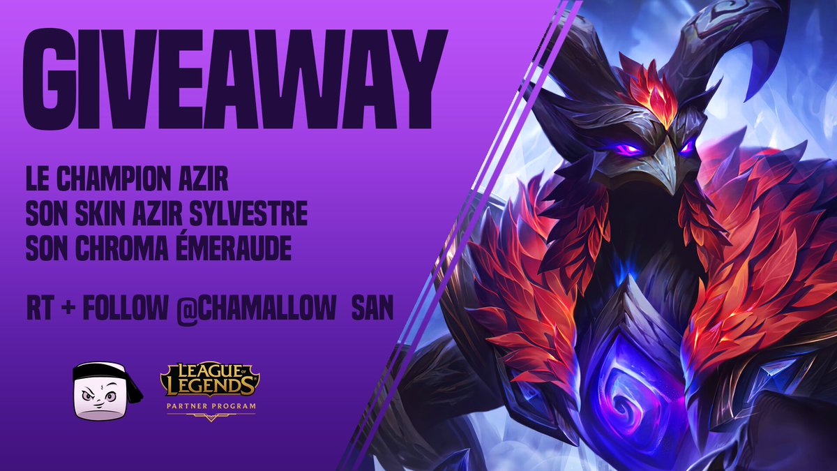 chamallow_san's tweet photo. GIVEAWAY🎁

10 packs Azir Sylvestre à gagner !
Pour participer, RT + Follow @chamallow_san !

TAS le 01/01/2021

#Leaguepartner https://t.co/iKqOkIuQQd