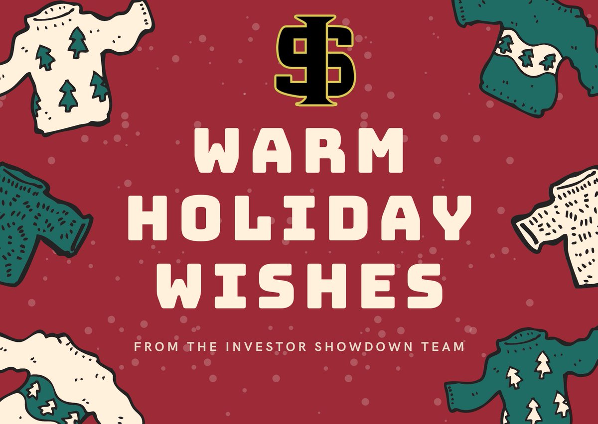 InvShowdown's tweet photo. Happy Holidays from everyone on the Investor Showdown team! Put on your ugliest Christmas sweaters and enjoy the time off after all your hard work this past year!⁠ https://t.co/0VmlbtMslY