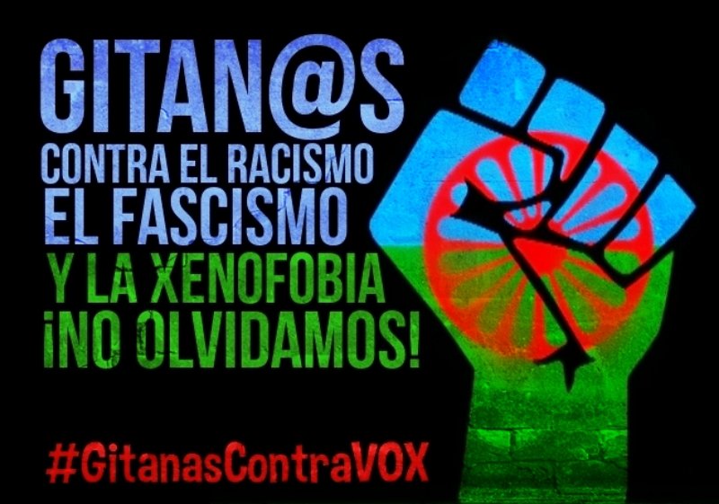 Tras el último spot sensacionalista y instrumentalizador de VOX hacía con el pueblo gitano, mi pueblo, no me queda otra que decir:
#GitanasContraVOX y sus mentiras.

No olvidamos los campos de concentración, las persecuciones durante el fascismo ni nuestra historia.

¡OPRE ROMA!