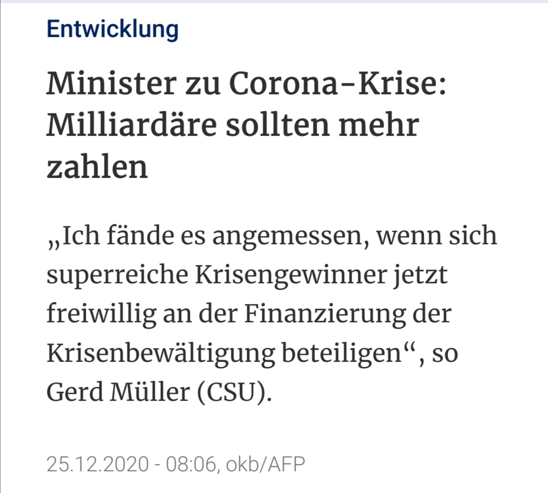 Vielleicht möchte Amazon ja auch freiwillig Steuern zahlen, RWE freiwillig aus der Kohle aussteigen oder Vonovia seine Wohnungen freiwillig preiswert vermieten.
Politischer Kasper, geh lieber freiwillig!
#WerHatDerGibt