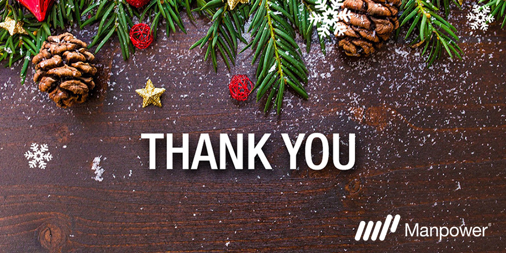Happy holidays from the entire Manpower family! You have our sincerest wishes for a wonderful holiday season and joyous new year.