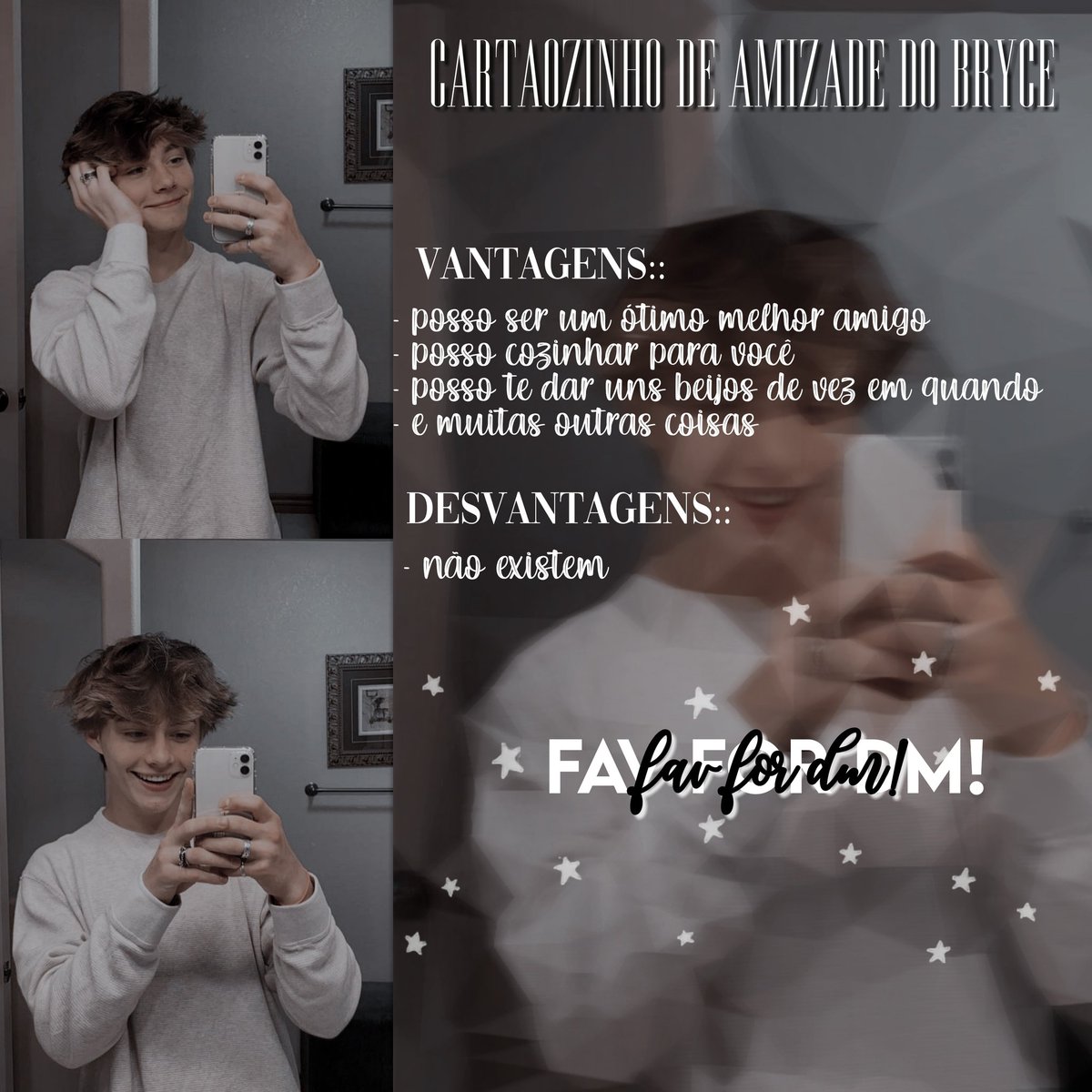 xmcnkz's tweet image. oi galera, o meu nome é bryce eu tenho 18 anos e estou a procura de amigos. se você se interessar é só dar fav e rt que eu te chamo na dm :)