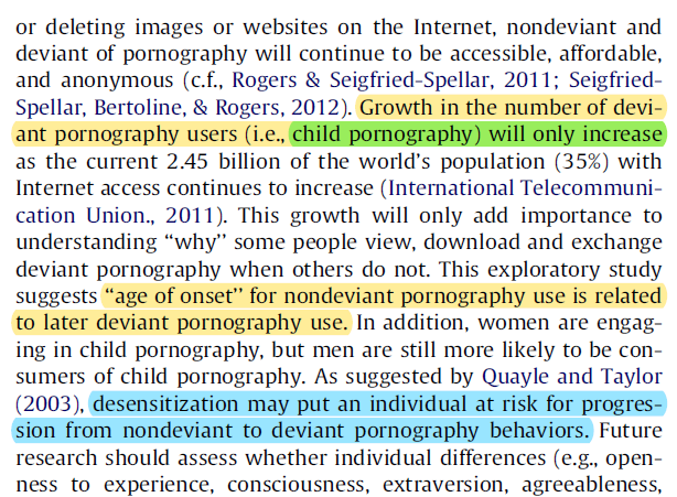 Studies who watched normal porn at a young age (under 18) were more likely to collect child & bestiality pornography.These numbers are increasing, and expected to increase even more due to websites like OnlyFans desensitizing people to sexual images. https://www.sciencedirect.com/science/article/abs/pii/S0747563213001210