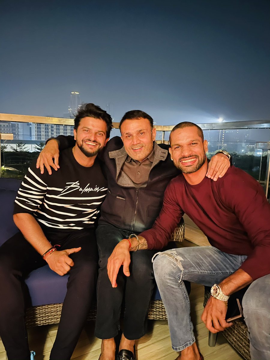 Suresh Raina🇮🇳 (@imraina) on Twitter photo Veeru bhai ke Karan Arjun aa gaye 😂 So lovely to see you both <a href="/virendersehwag/">Virrender Sehwag</a> bhai & <a href="/SDhawan25/">Shikhar Dhawan</a>. ❤️❤️✅ Veeru bhai ke Karan Arjun aa gaye 😂 So lovely to see you both <a href="/virendersehwag/">Virrender Sehwag</a> bhai & <a href="/SDhawan25/">Shikhar Dhawan</a>. ❤️❤️✅