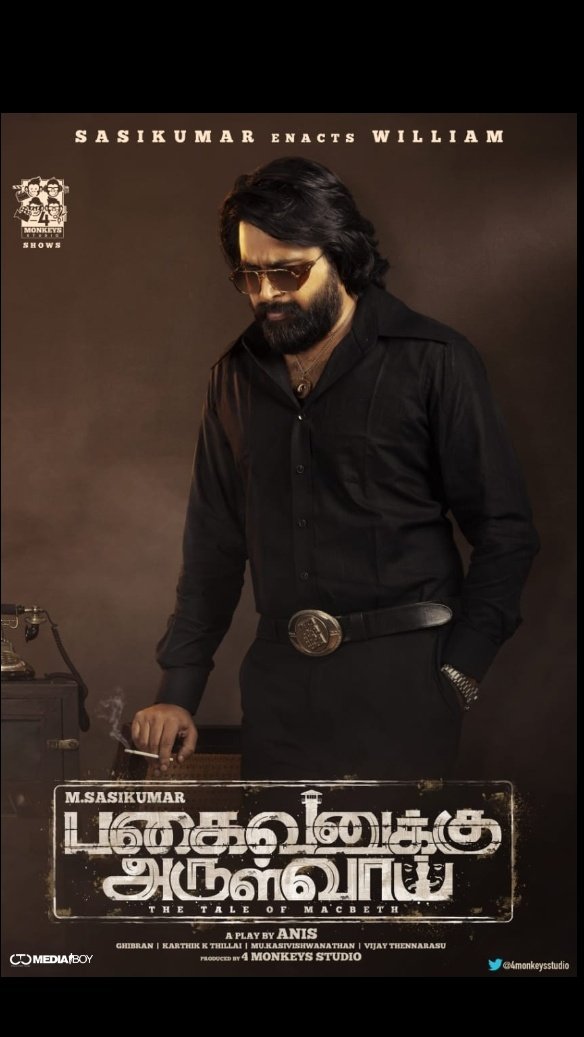 First Look poster of <a href="/SasikumarDir/">M.Sasikumar</a>'s  #PagaivanukkuArulvai 
Best wishes to the entire team!

Directed by <a href="/AnisDirector/">Anish</a>