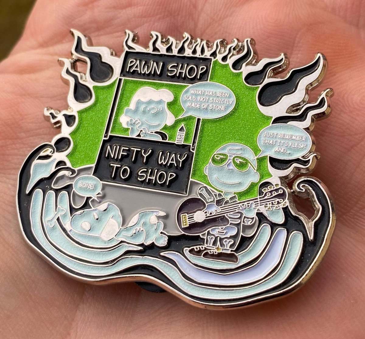 NTRSdesign's tweet photo. ***DROP WILL BE TODAY, 12/25 XMAS DAY, AT 7PM EST, ON ETSY***

***I WILL HAVE ETSY LINK ON MY BIO***

Introducing the Sublime "Pawn Shop" inspired pin by Dub Heirs  and NTRS Design &amp; Clothing  Co.

Portion of Proceeds will be donated to The Nowell Family Foundation https://t.co/Km1xcjZjwc
