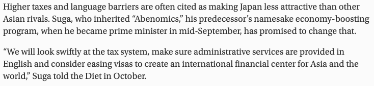 Suga seems to be holding the line as he reaffirms concerns about Hong Kong but one can only wonder as Hong Kong's fall would definitely benefit greatly Tokyo, especially as they're actively working in swiftly reforming to increase competitivity  https://www.wsj.com/articles/japan-woos-hong-kong-business-as-abe-cools-to-china-11592479725