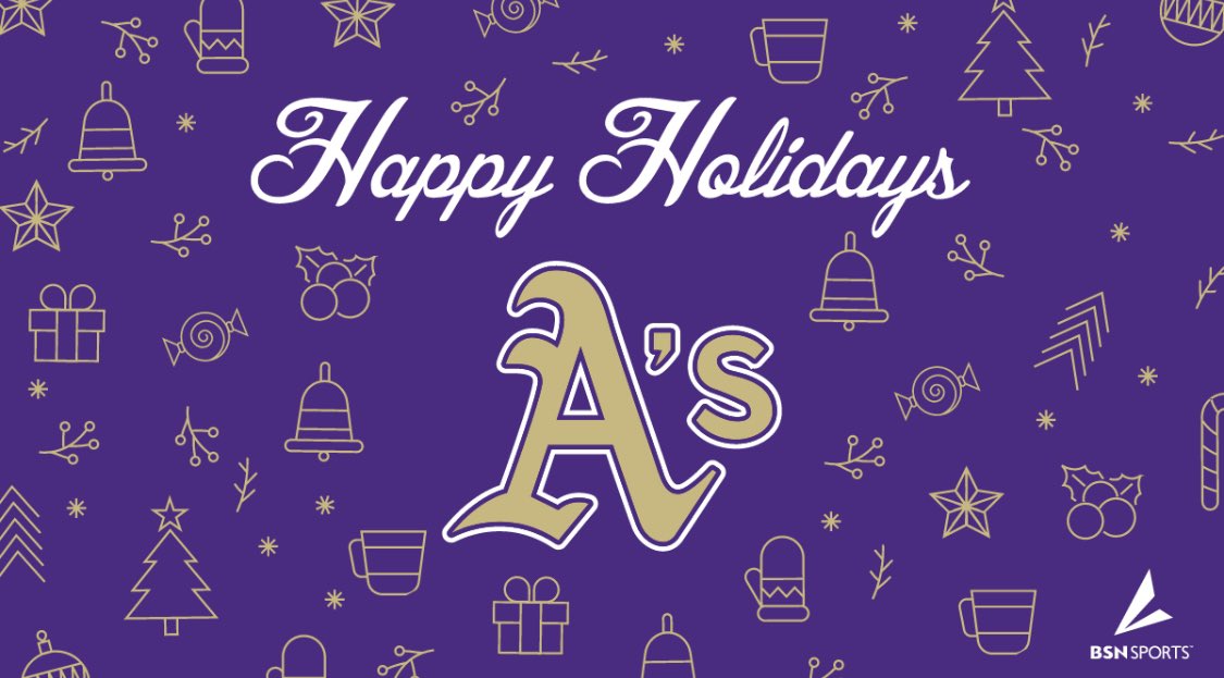 Merry Christmas &amp; Happy Holidays from the Washington Athletics! Thank you for all you do — Go A’s! 💜💛🎄