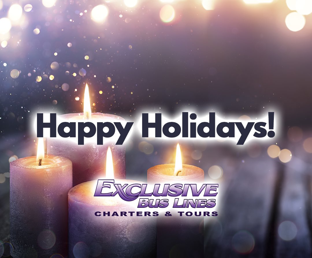 BookYourBus's tweet photo. Happy Holidays from all of us at Exclusive Bus Lines! We wish you and your family a safe and happy holiday season!
#EBL #BusTravel #CharterBus #CanadaTravel #USATravel #Christmas2020 #MerryChristmas https://t.co/yKIg4OSXf6