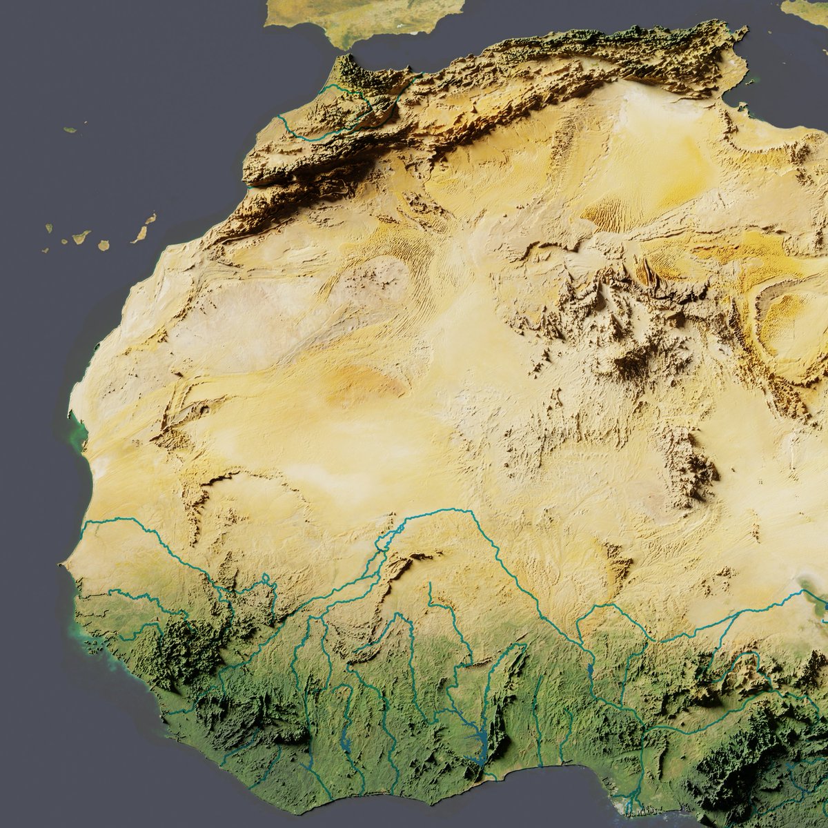 د عبداللطيف الياقوت On Twitter Exaggerated Relief Map Of Africa تضاريس أفريقيا تم تضخيم التضاريس في الخريطة لتوضيح التفاصيل التضاريسية Cartography Geography Gis B3d Qgis Map Design Https T Co Eyotippexu