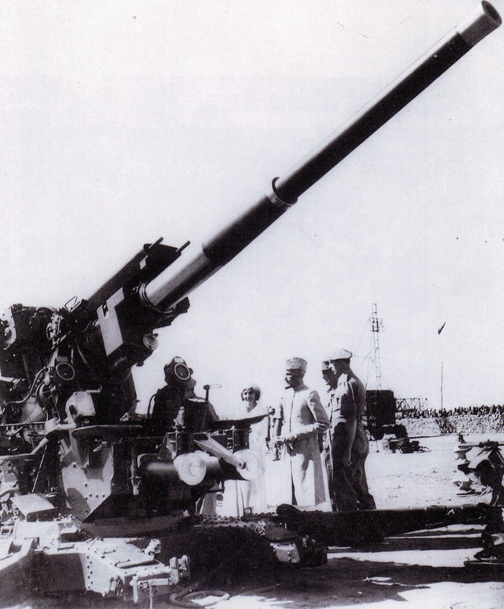 Quaid reviewing the anti-aircraft guns in Malir airbase Karachi