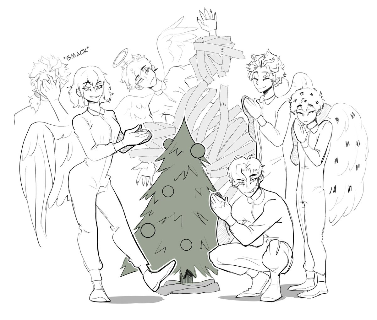 Happy holidays from #Hawks and the #emochickens! #bnha ❄ 