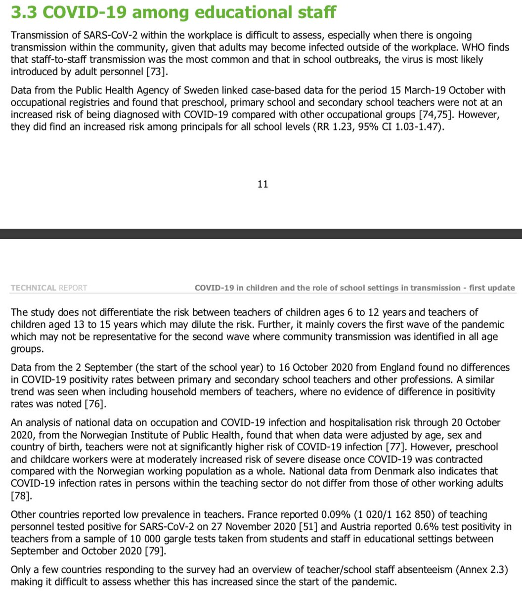 This section on "COVID-19 among educational staff" is very good! https://www.ecdc.europa.eu/sites/default/files/documents/COVID-19-in-children-and-the-role-of-school-settings-in-transmission-first-update_0.pdf