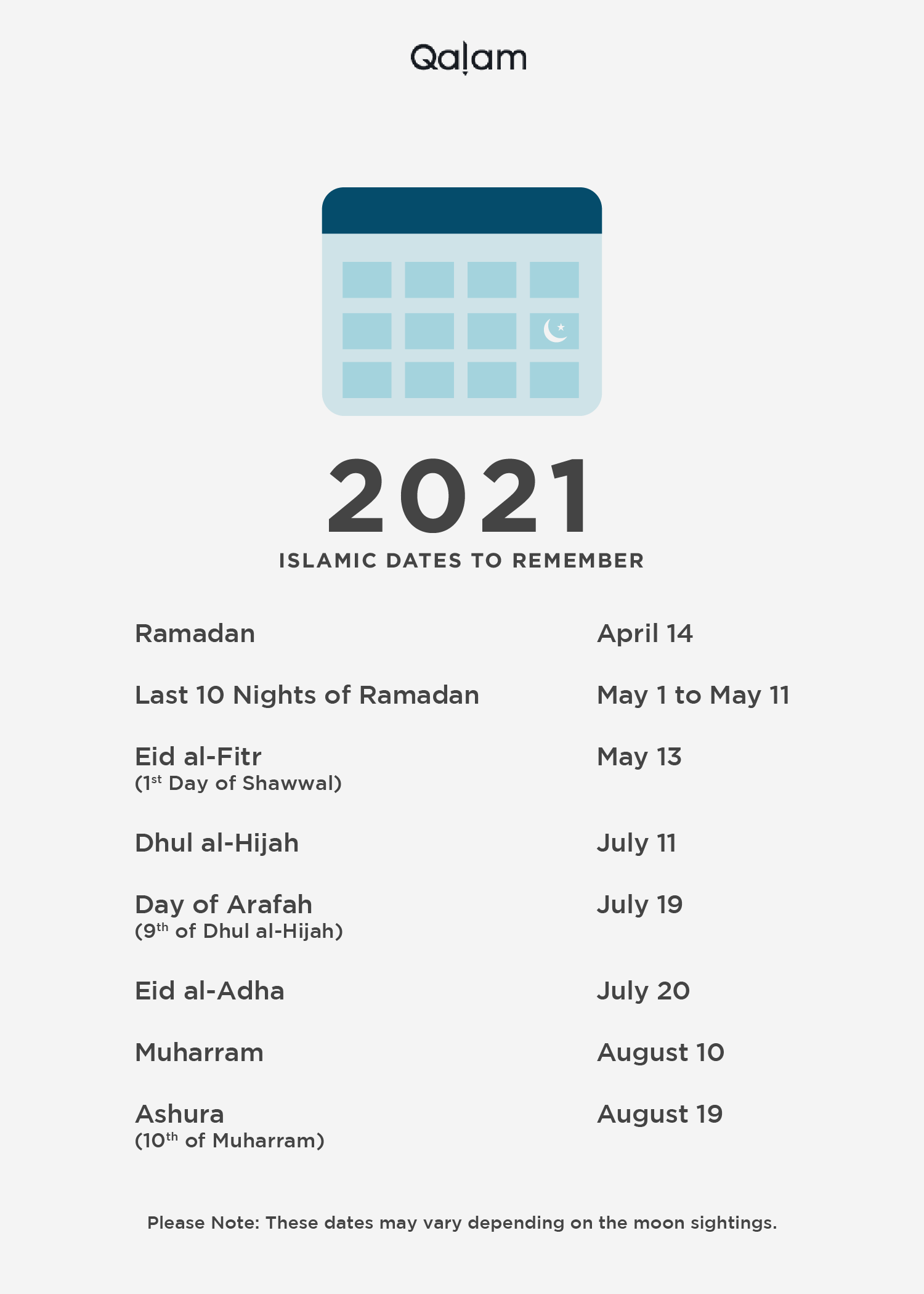 Calendar du ramadan, calendar