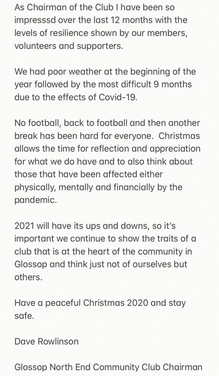 glossopfootball's tweet photo. π Message from Club Chairman @DaveRowlinson1 #SirDave π΅βͺοΈβ½οΈ https://t.co/Bxf4vztJA4
