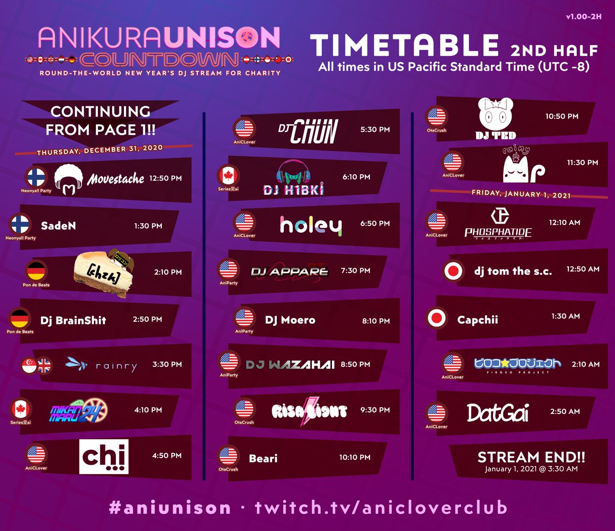 AniClover's tweet photo. Merry Christmas! In addition to nine international events, we will also have special guests @xk0sm0sx DJ 信じられない @rainry_ @djtomthesc &amp; @Capchii from Singapore and Japan!

Stay tuned for DJ profiles and don't miss Anikura Unison Countdown!

#aniunison
https://t.co/dO5m2e6LY2 https://t.co/wBvOPKcpzl