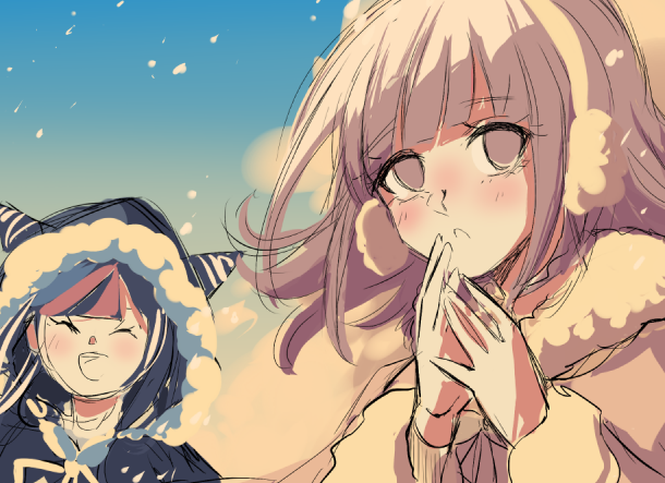 澪田唯吹 ,七海千秋 「I AM NOW LIIIIVE! 
XMASSSSSSS STREAM!!! 」|Criis-chan 🌸のイラスト