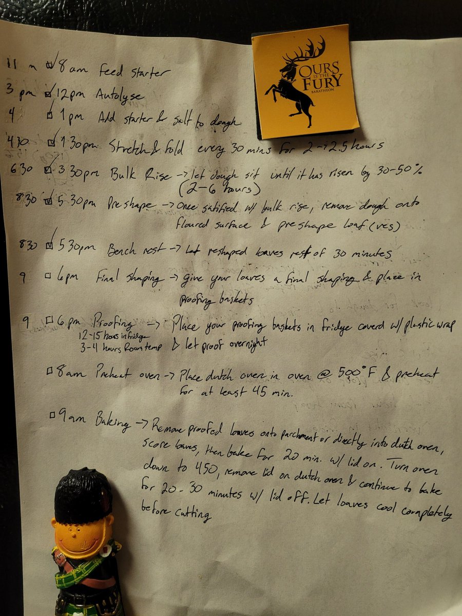 ThatFellowDylan's tweet photo. Come and join me for amature sourdough baking!

Started 0915 with a feed, autolyse  1320, starter&amp;salt will be added 1420
Feel free to use my baking cheat sheet!

1/x https://t.co/KeLFGFlXBh